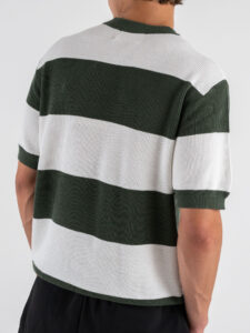 Maglia girocollo con righe W85896 Dark Green (2)