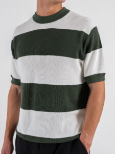 Maglia girocollo con righe W85896 Dark Green (3)