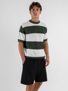 Maglia girocollo con righe W85896 Dark Green (4)