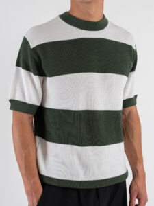 Maglia girocollo con righe W85896 Dark Green (5)