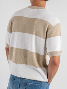 Maglia girocollo con righe W85896 Khaki (1)