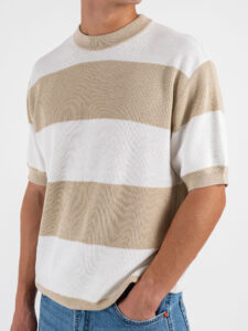 Maglia girocollo con righe W85896 Khaki (3)