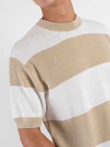 Maglia girocollo con righe W85896 Khaki (5)