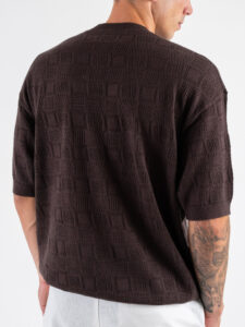 Maglia girocollo traforata W85886 Dark Coffe (1)