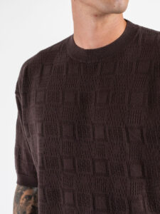 Maglia girocollo traforata W85886 Dark Coffe (4)