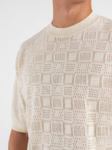 Maglia girocollo traforata W85886 Ivory White (1)