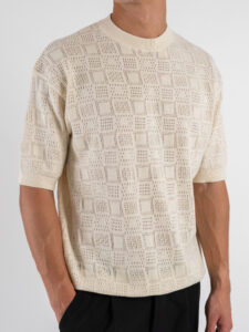 Maglia girocollo traforata W85886 Ivory White (2)