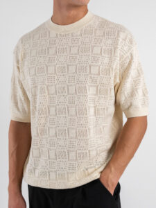 Maglia girocollo traforata W85886 Ivory White (5)