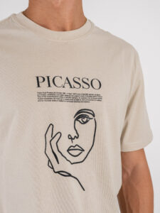 ONLY&SONS T-shirt con stampa Picasso viso ART 22035637 Silver Lining (2)