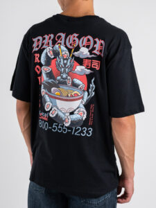 ONLY&SONS T-shirt over con stampa Sushi fronteretro TRISTAN 22035827 Black (1)