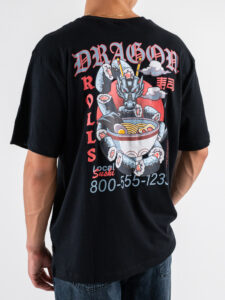 ONLY&SONS T-shirt over con stampa Sushi fronteretro TRISTAN 22035827 Black (5)