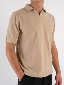 Polo in maglia con collo a V AJ779 Khaki (3)