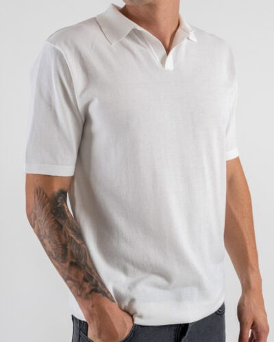 Polo in maglia con collo a V AJ779 White 1 Nuovi Arrivi
