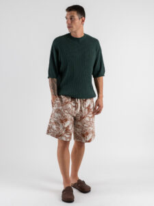 T-shirt girocollo in maglia a coste larghe 85883 Hemiao Green (2)