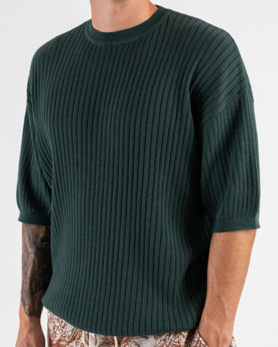 T shirt girocollo in maglia a coste larghe 85883 Hemiao Green 3 Nuovi Arrivi