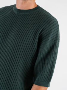 T-shirt girocollo in maglia a coste larghe 85883 Hemiao Green (4)