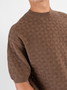 T-shirt over in maglia traforata a mezza manica W85914 Khaki (3)