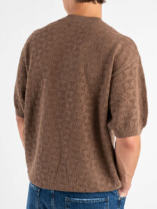 T-shirt over in maglia traforata a mezza manica W85914 Khaki (5)