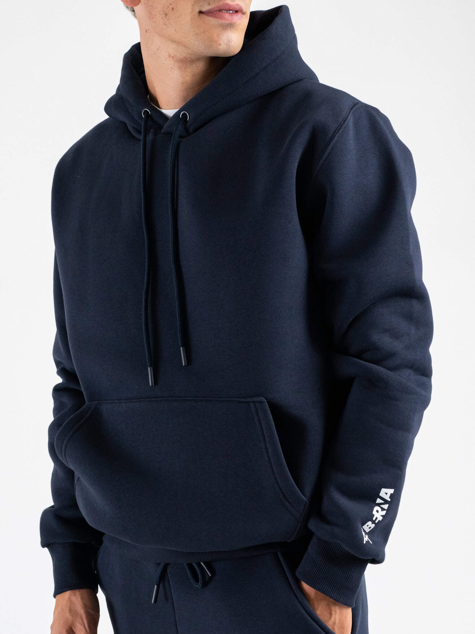 BERNA Felpa con cappuccio felpata con logo sulla manica 252019 Blu