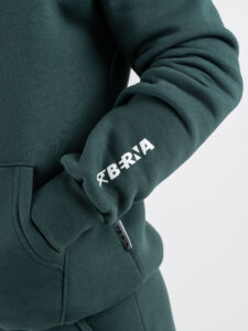 BERNA Felpa con cappuccio felpata con logo sulla manica 252019 Verde Bosco (2)