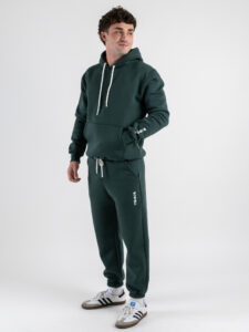 BERNA Felpa con cappuccio felpata con logo sulla manica 252019 Verde Bosco (5)