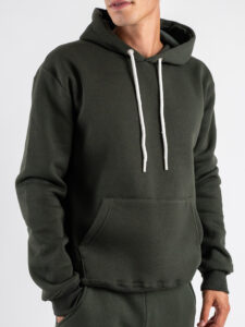 BERNA Felpa con cappuccio felpata con logo sulla manica 252019 Verde Militare (3)