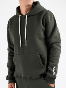 BERNA Felpa con cappuccio felpata con logo sulla manica 252019 Verde Militare (4)