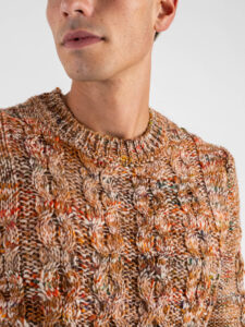 BERNA Maglione girocollo lavorato multicolor 252031 Beige (4)