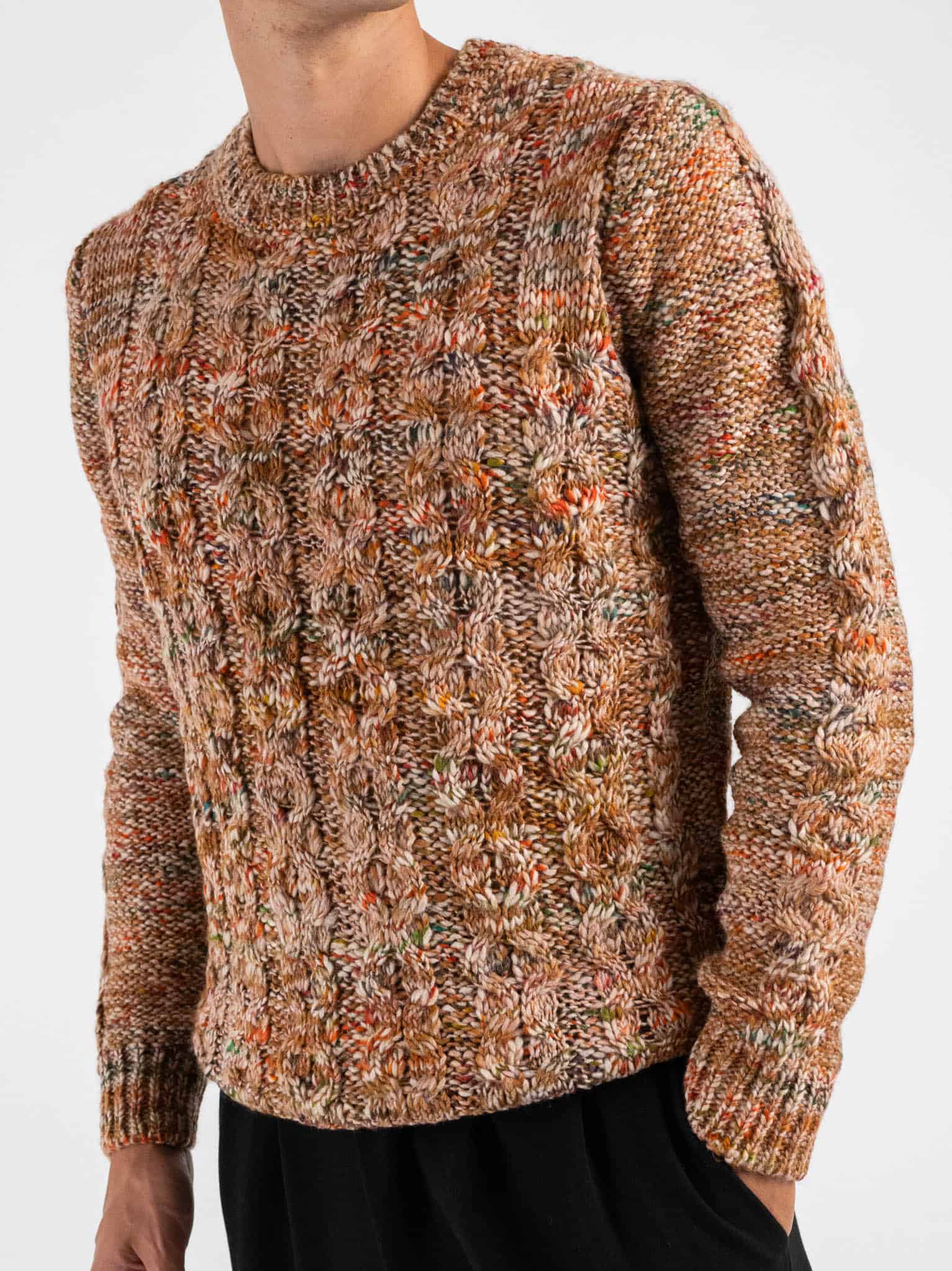 BERNA Maglione girocollo lavorato multicolor 252031 Beige