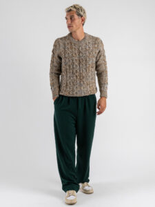 BERNA Maglione girocollo lavorato multicolor 252031 Tortora (1)