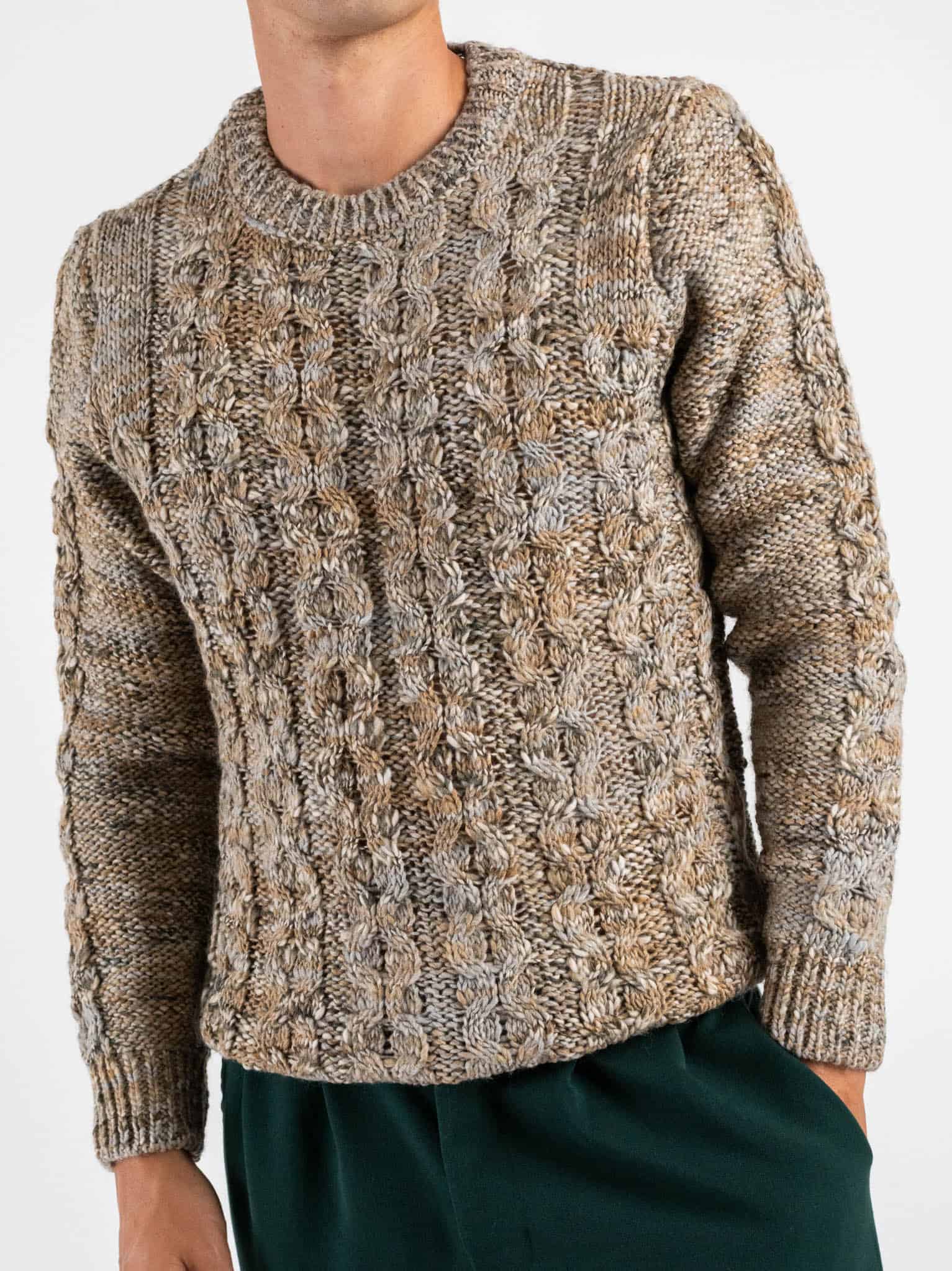 BERNA Maglione girocollo lavorato multicolor 252031 Tortora