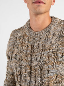 BERNA Maglione girocollo lavorato multicolor 252031 Tortora (3)