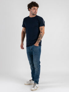 BERNA T-shirt in cotone a mm con logo sulla manica 252017 Blu (1)