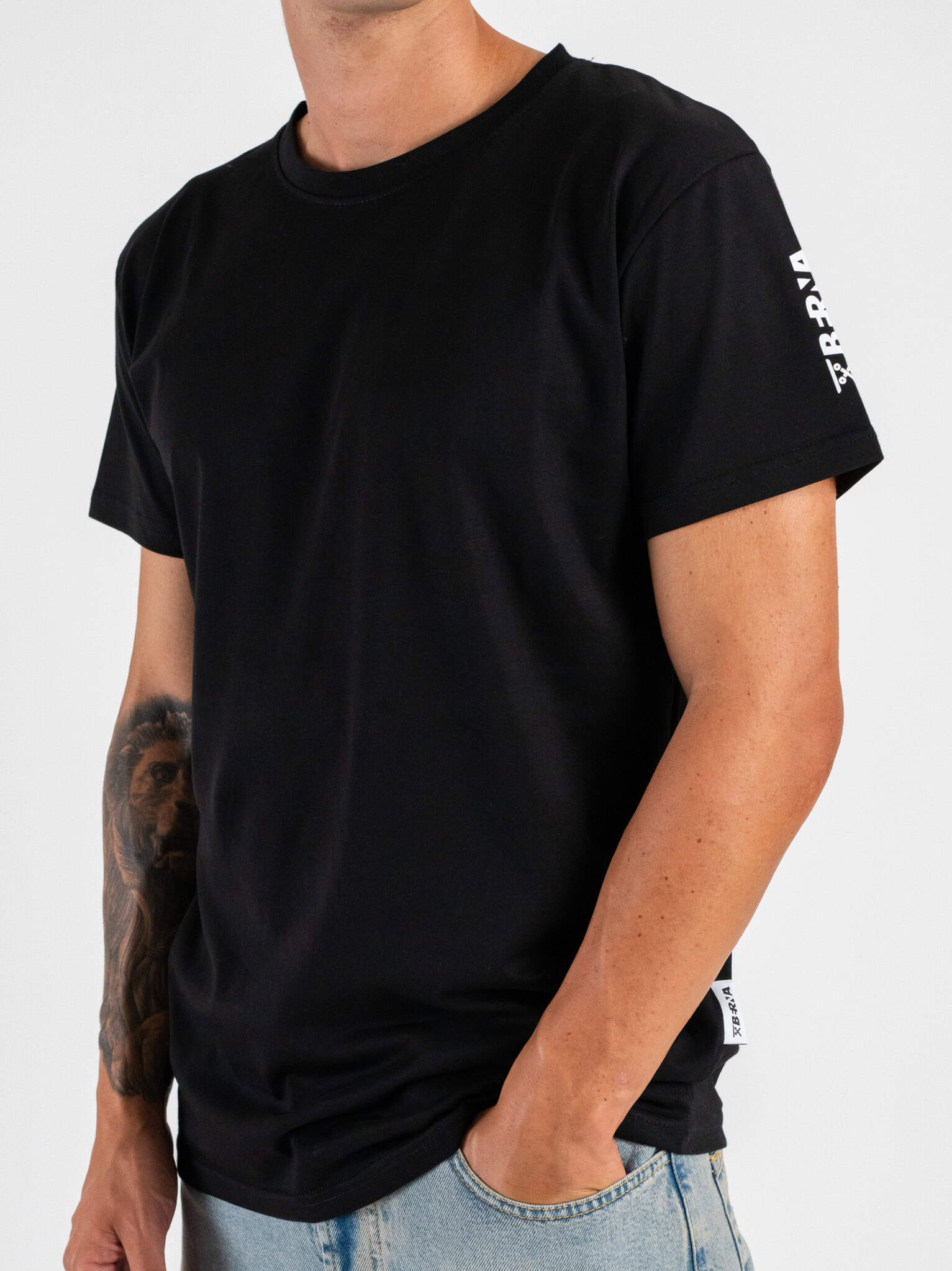 BERNA T-shirt in cotone a m/m con logo sulla manica 252017 Nera