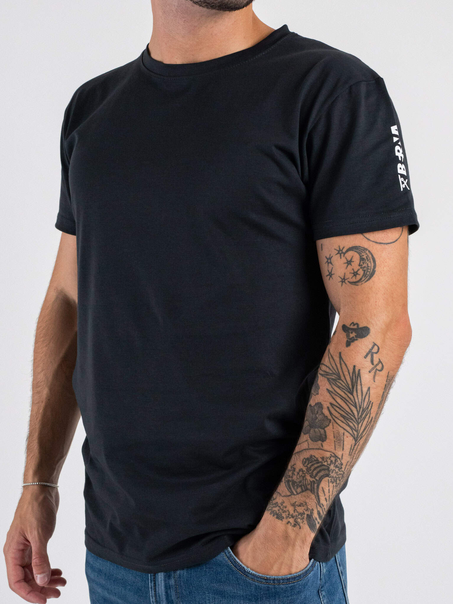 BERNA T-shirt in cotone a m/m con logo sulla manica 252017 Piombo