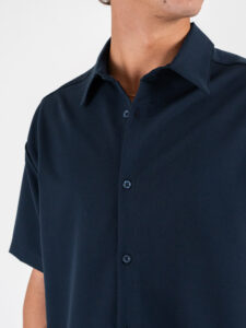 ESTASI Camicia regular in poliviscosa con MM con colletto YAMALSANE’ Blu (5)