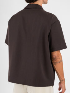 ESTASI Camicia regular in poliviscosa con MM con colletto YAMALSANE’ Cioccolato (1)