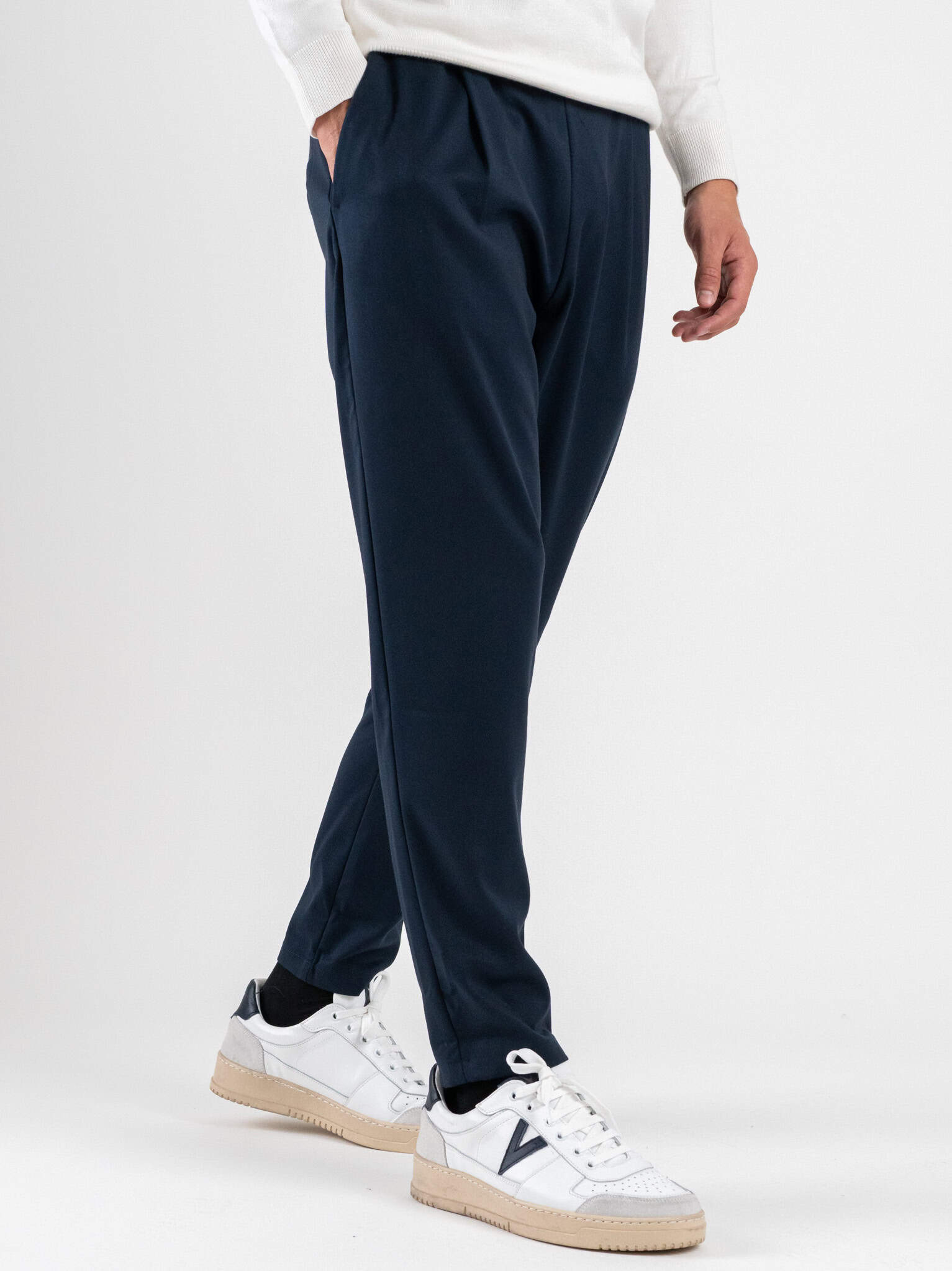 IMPERIAL Pantalone da abito con coulisse in vita e gamba morbida PC8QKBV Navy