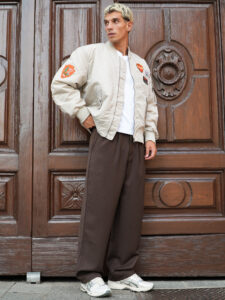 BERNA Bomber foderato in tessuto waterproof con patch applicate 252298 Beige