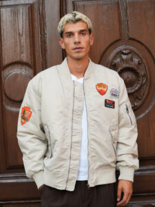 BERNA Bomber foderato in tessuto waterproof con patch applicate 252298 Beige (4)