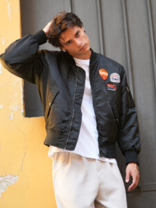 BERNA Bomber foderato in tessuto waterproof con patch applicate 252298 Nero (4)