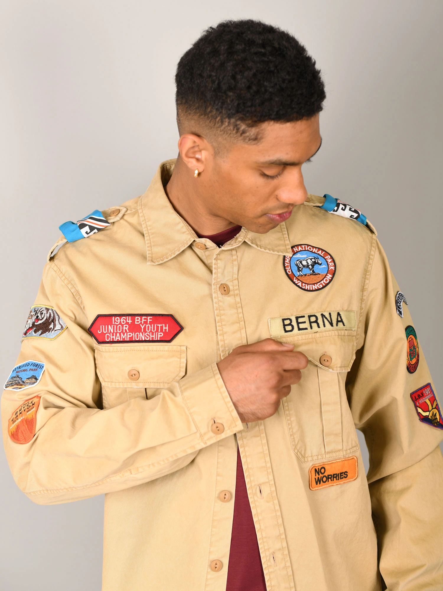 BERNA Giacchetta/Camicia Boy Scout con patch 252258 Beige