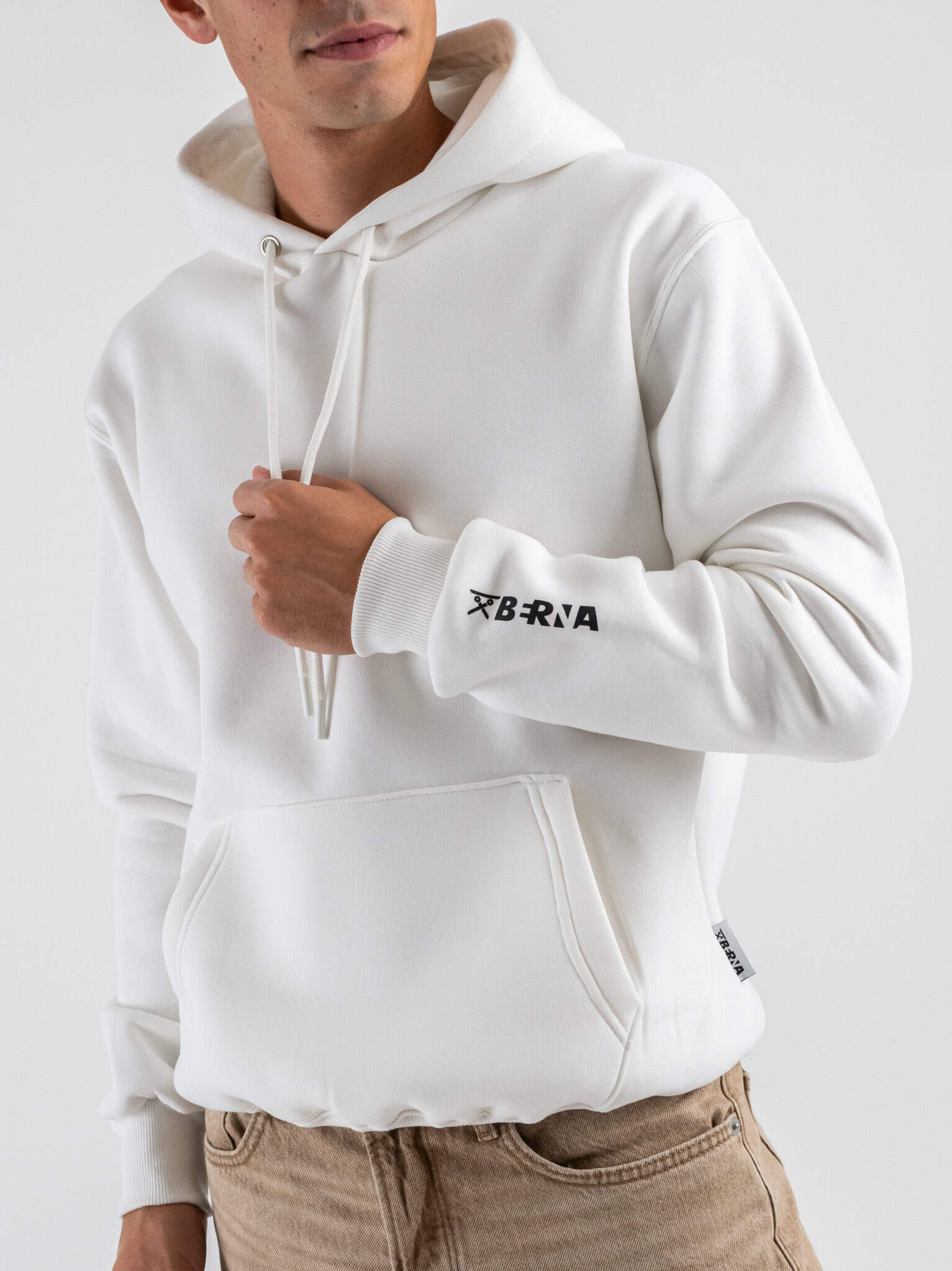 BERNA Felpa con cappuccio felpata con logo sulla manica 252019