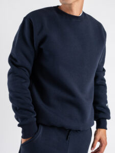 BERNA Felpa girocollo felpata con logo sulla manica 252020 Blu (2)