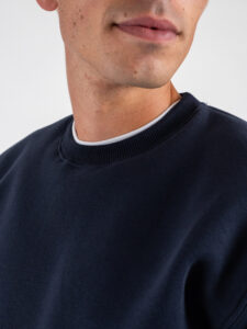 BERNA Felpa girocollo felpata con logo sulla manica 252020 Blu (5)