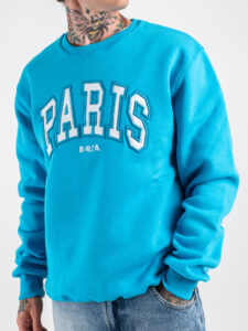 BERNA Felpa girocollo garzata con ricamo PARIS 233122 Poseidon (3)