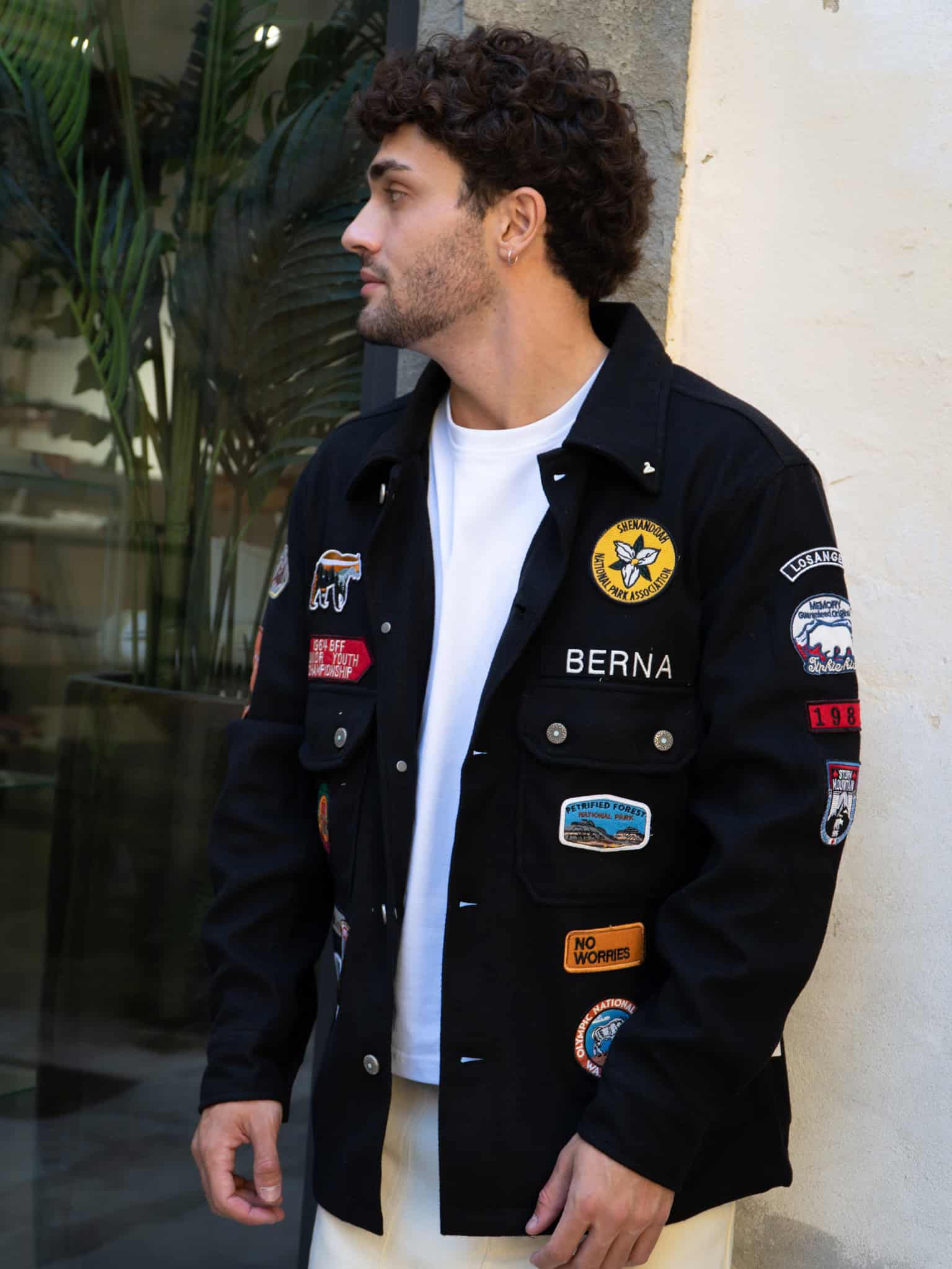 BERNA Giacchetta misto lana con patch BOY SCOUT 252306 Nero Prezzo