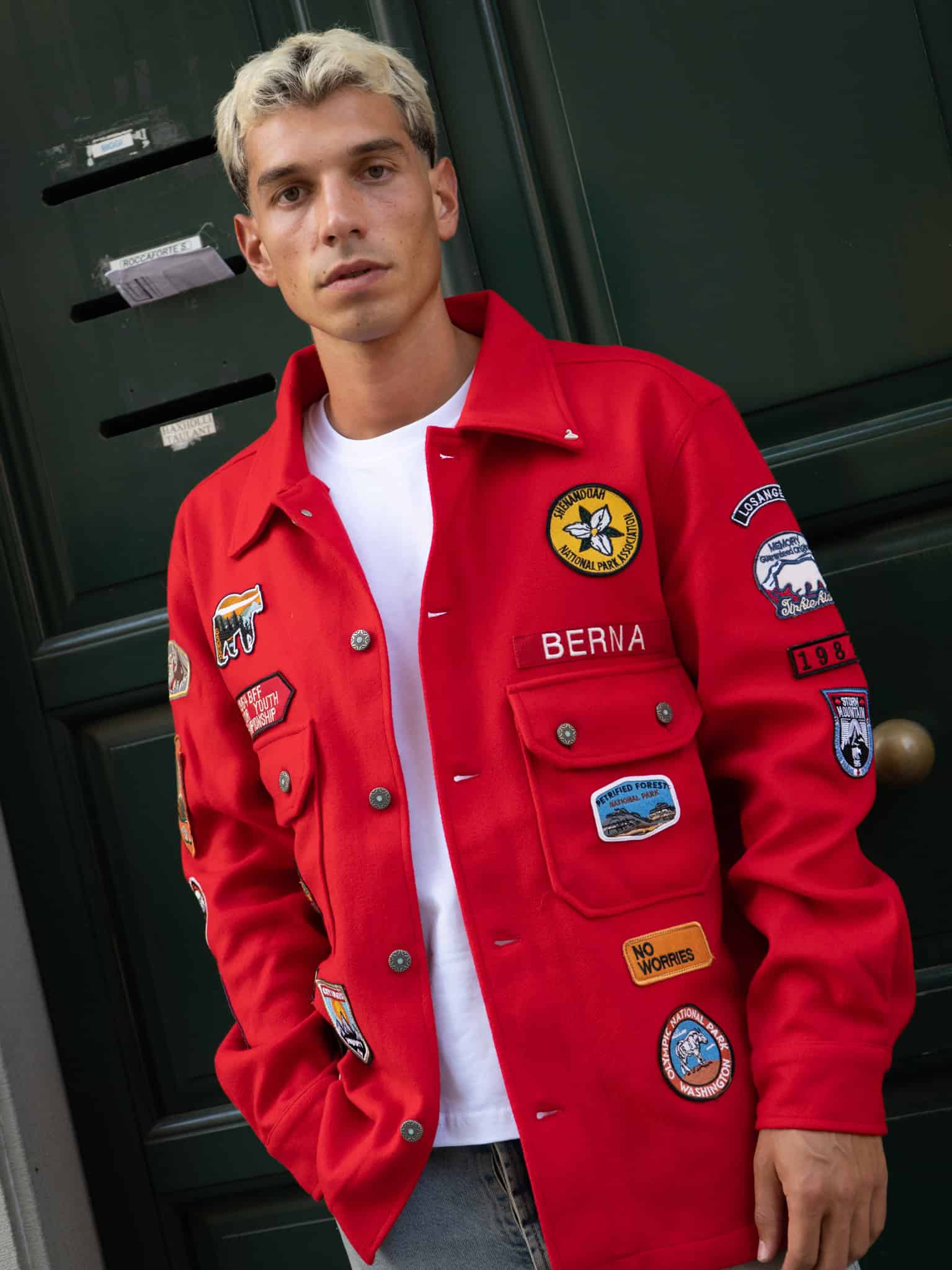 BERNA Giacchetta misto lana con patch BOY SCOUT 252306 Rubino