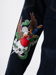 BERNA Jeans Baggy con stampa posteriore 252098 Blu Denim (4)