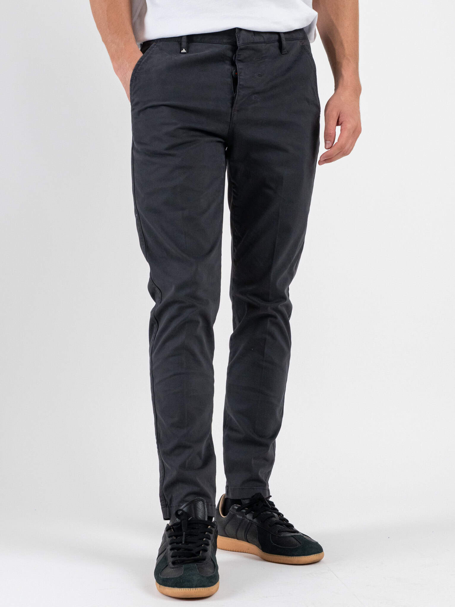 BERNA Pantalone chinos in cotone 252099 Asfalto